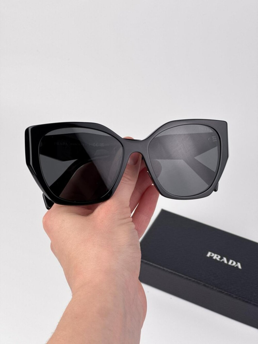 Prada PR19ZSF 1AB5S0 Women’s Cat Eye Sunglasses – Black / Dark Grey